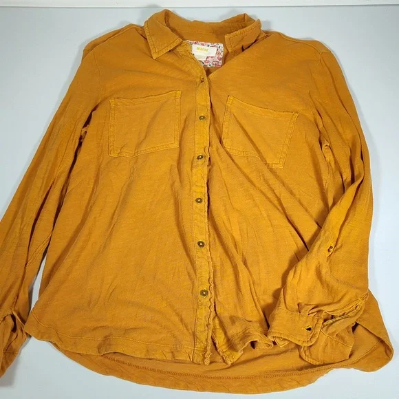 Anthropologie Maeve Leanne button down yellow shirt S - Picture 4 of 13